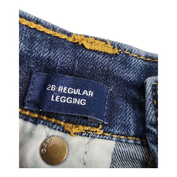Gap Jeans Women's 26 Regular Leggings Stretch Dark Wash Pants Mid Rise Denim - Picture 3 of 9